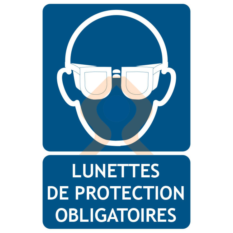 Panneau masque et lunettes sécurité obligatoire