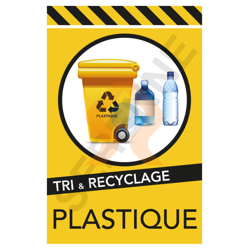 Panneau signalétique tri et recyclage des déchets plastiques