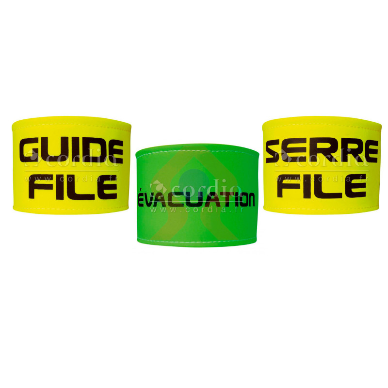 Brassards guide-file ou serre-file ou evacuation